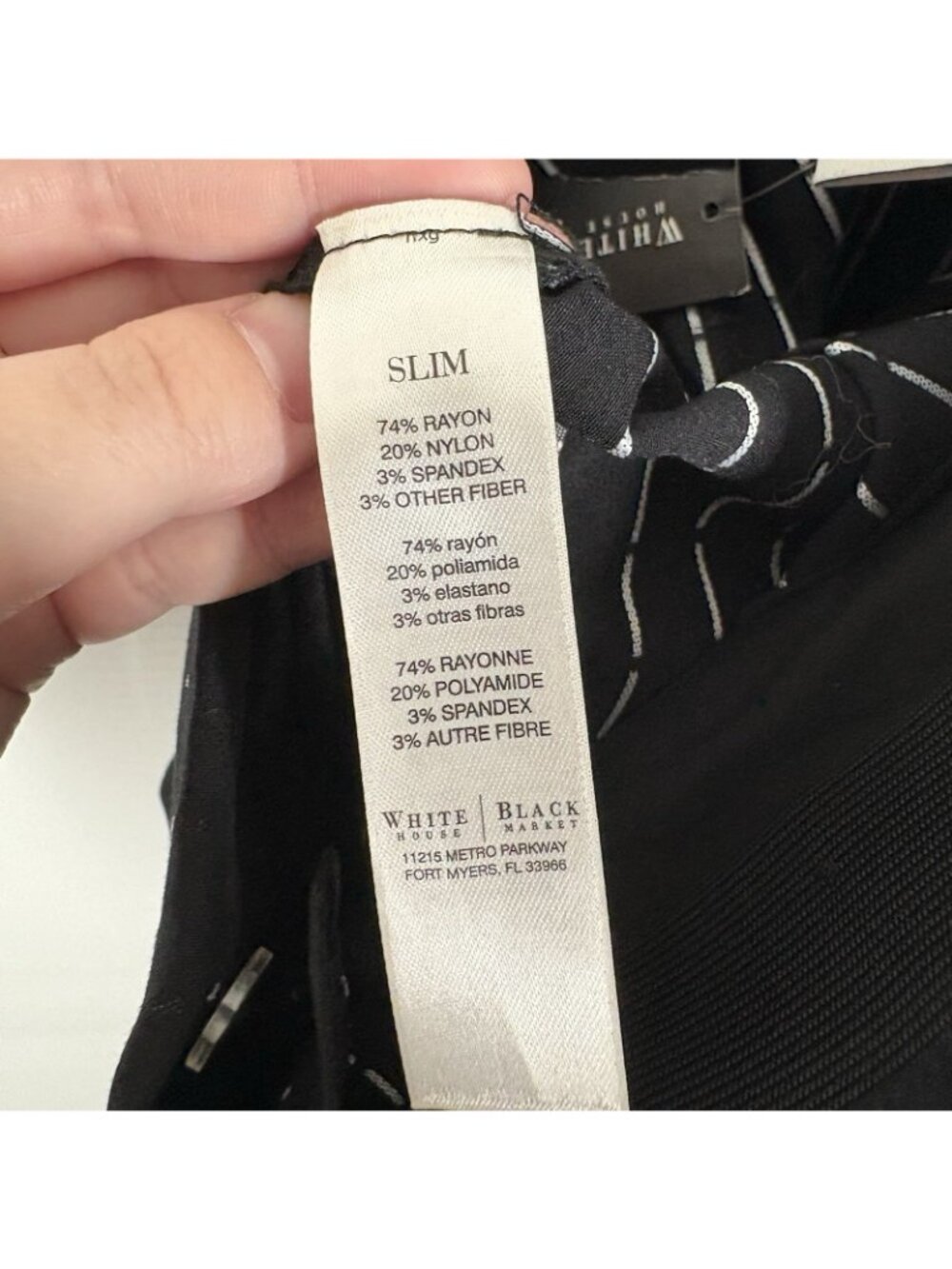 White House Black Market Womn 8 Black White Dot Print The Slim Side Zip Pant NWT - Picture 11 of 12